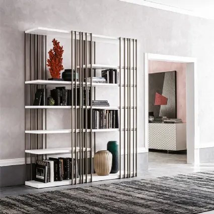 Libreria a muro in acciaio e legno verniciato Arsenal di Cattelan Italia