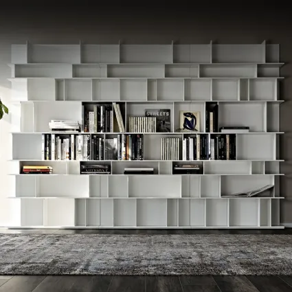 Libreria a muro in MDF laccato bianco Wally di Cattelan Italia