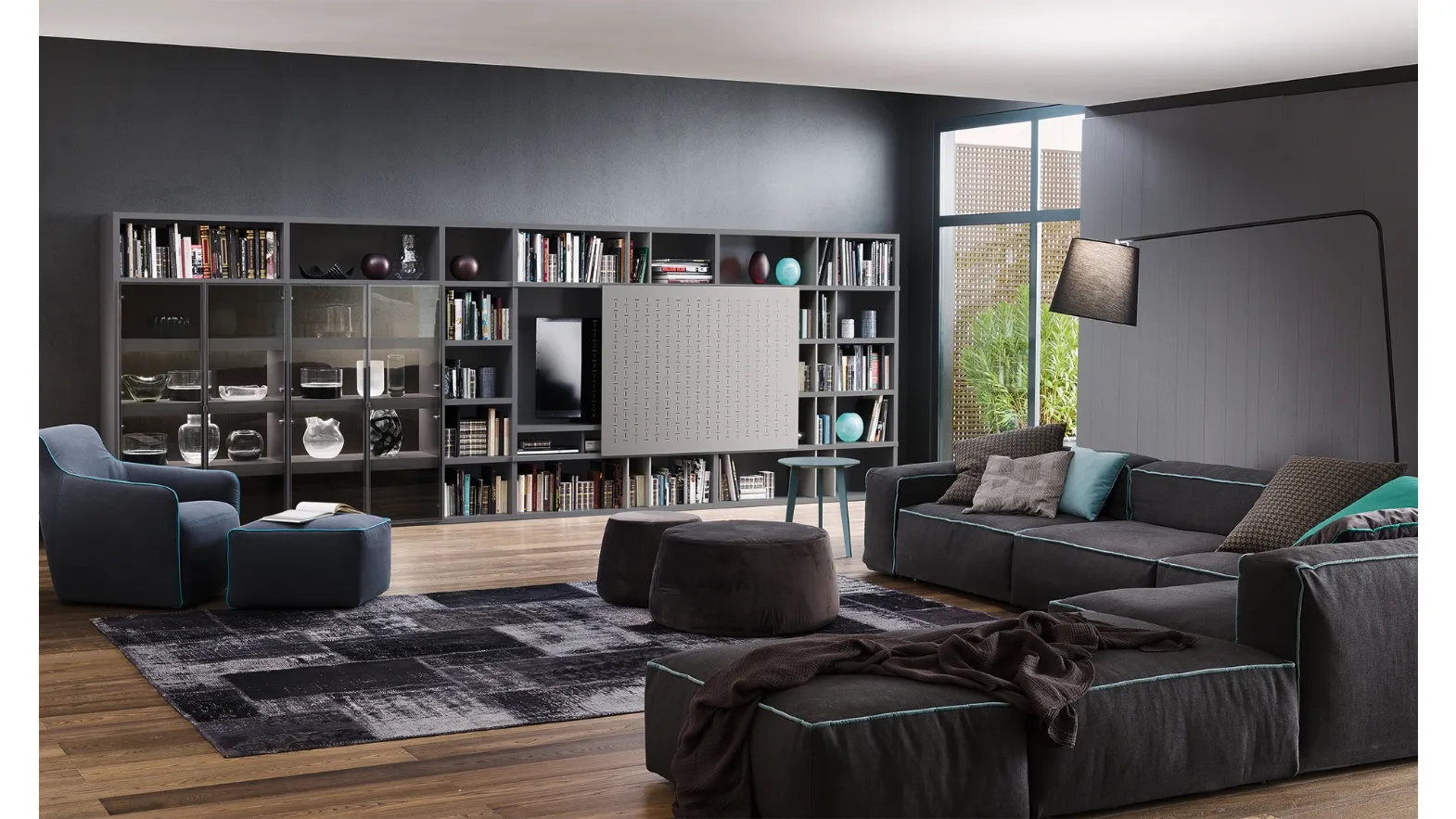 Libreria My Space 6 con vano porta TV a scomparsa di Alf Da Frè