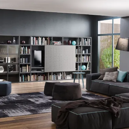 Libreria My Space 6 con vano porta TV a scomparsa di Alf Da Frè