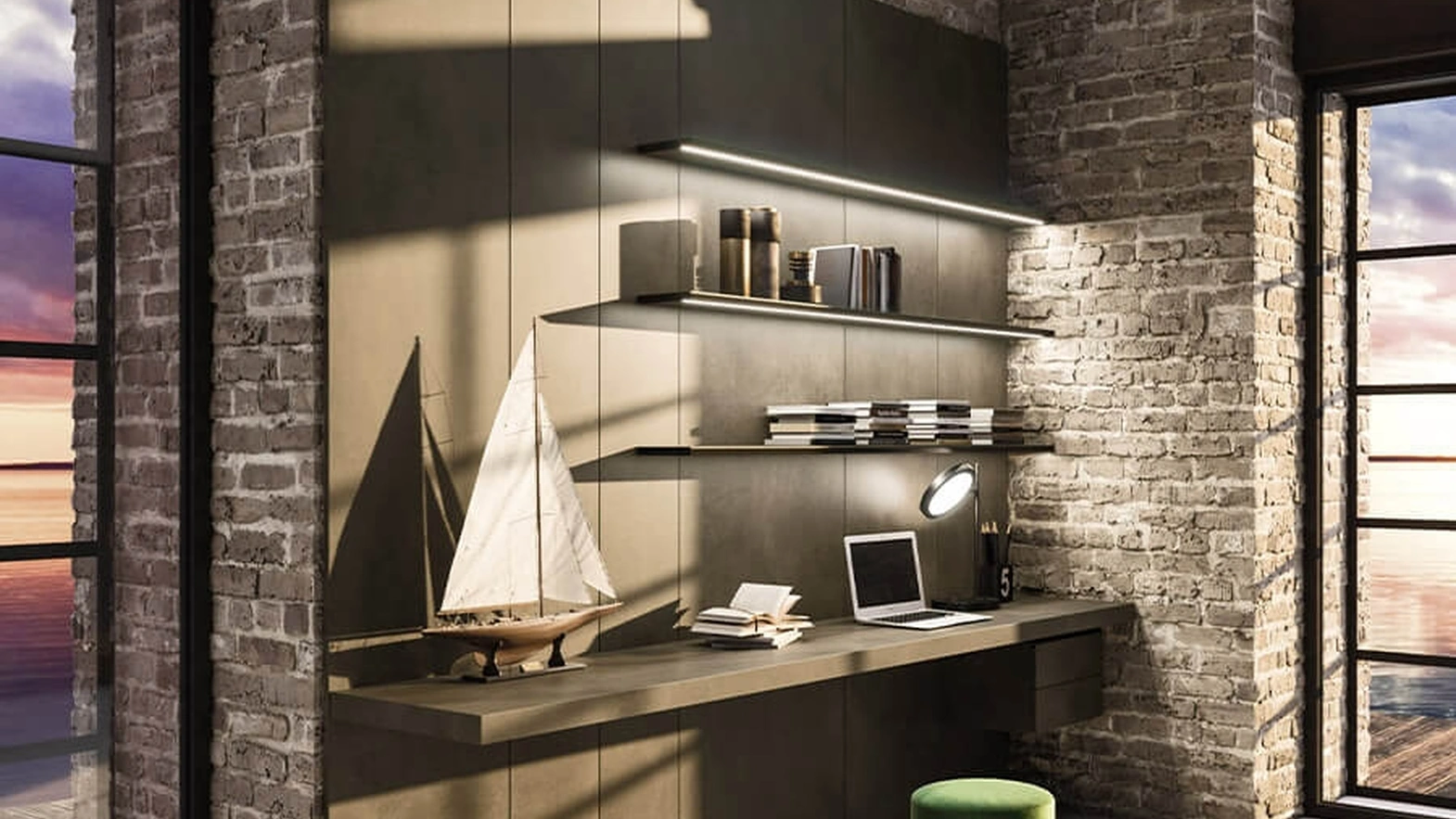 Libreria Planar con mensole luminose di Arrital