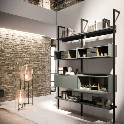 Libreria Vertical a muro in alluminio e laccato di Arrital