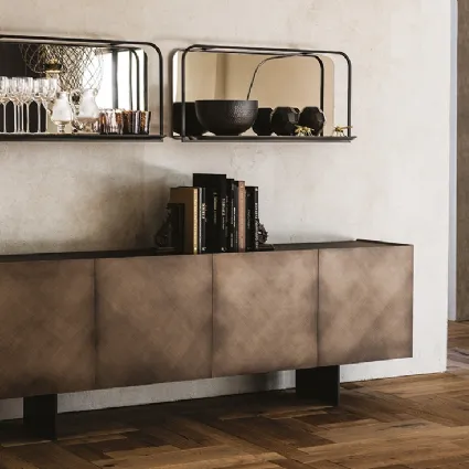 Madia Arizona in legno Brushed Bronze con top in cristallo extrachiaro verniciato moka acidato di Cattelan Italia