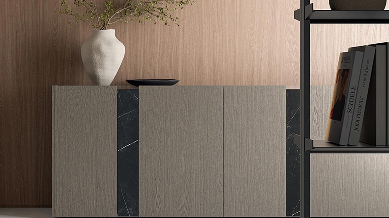 Madia DA45 in essenza Rovere con inserti in gres di Dall'Agnese