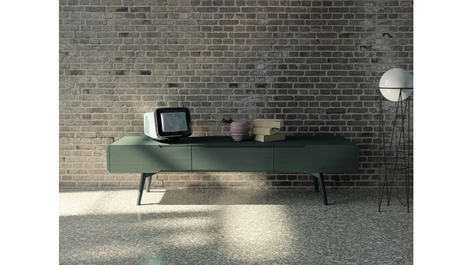 Madia porta tv Dolce Vita 1821 in legno laccato verdone di Fratelli Mirandola