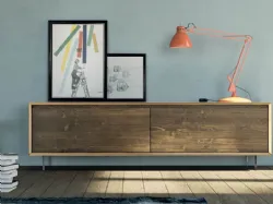 Madia Shark Art 1496|px in legno di abete vecchio con piedi in plexiglass di Fratelli Mirandola