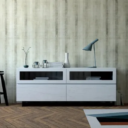 Madia Dallas Art 1010pa in legno con due cassetti e due ante a ribalta in vetro di Fratelli Mirandola