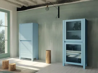 Madia alta Londra Art 1107 e Art 1108 in legno laccato azzurro di Fratelli Mirandola