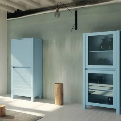 Madia alta Londra Art 1107 e Art 1108 in legno laccato azzurro di Fratelli Mirandola