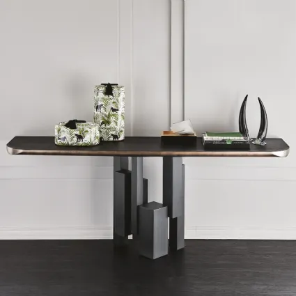 Consolle in Olmo e acciaio Skyline Wood-C di Cattelan Italia