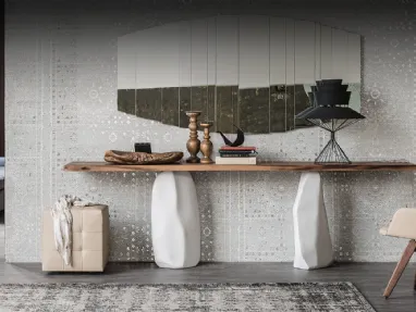Consolle con piano in legno massello e gambe in cemento verniciato Rapa Nui di Cattelan Italia