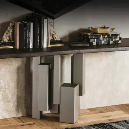 Consolle con base in acciaio e piano in legno massello Skyline di Cattelan Italia