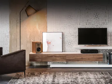 Mobile Porta Tv Link reversibile e adattabile in lunghezza in Noce Canaletto di Cattelan Italia