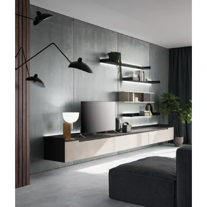 Parete attrezzata Slim Up Comp 03 Resina Tortora di Dall'Agnese