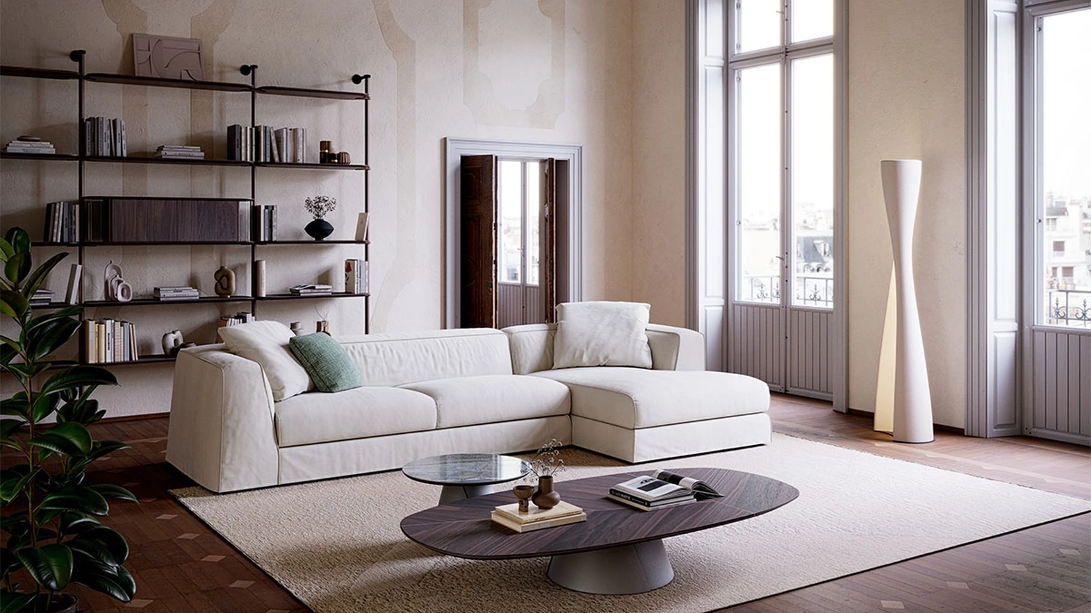 Divano con penisola Mykonos di Cattelan Italia