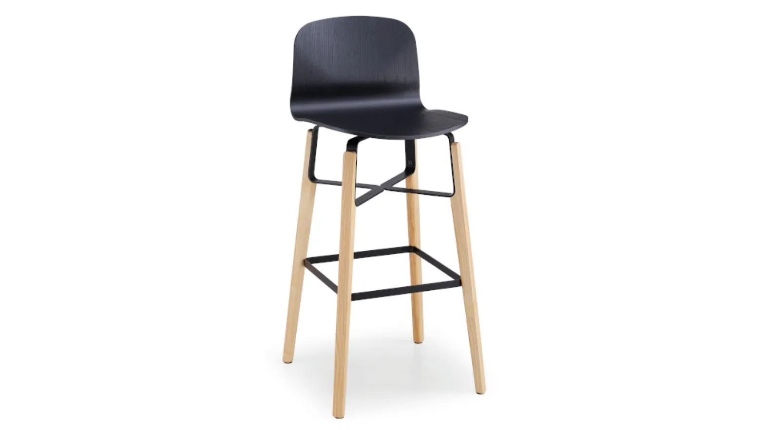 Sgabello con seduta in legno e struttura in legno e metallo Liù ML LG di Midj