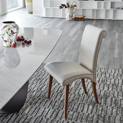 Sedia in legno rivestita in pelle Lulù di Cattelan Italia