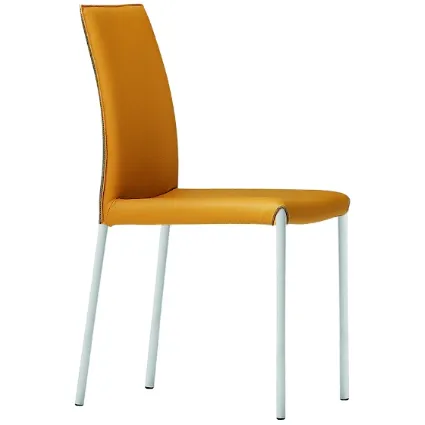 Sedia in pelle con struttura in acciaio Nuvola SB M TS di Midj