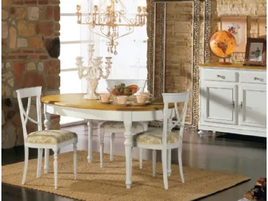 Sedia Provenzale in legno laccato bianco con seduta in tessuto imbottito di Fratelli Mirandola