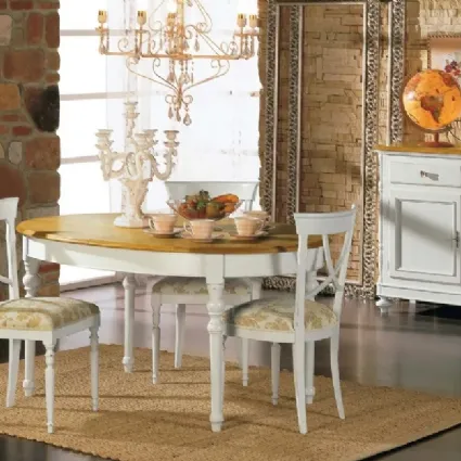 Sedia Provenzale in legno laccato bianco con seduta in tessuto imbottito di Fratelli Mirandola