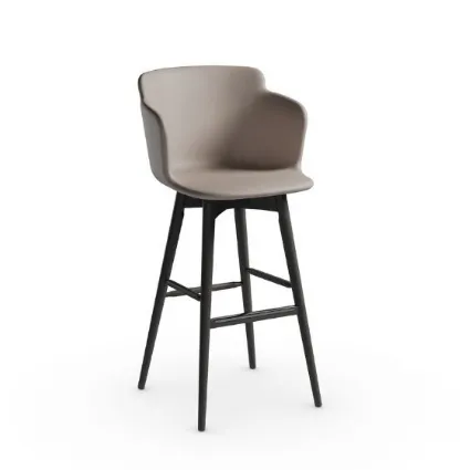 Sgabello in pelle con struttura in frassino tinto Calla LR TS di Midj