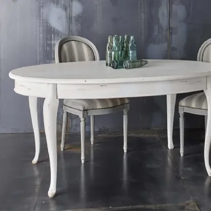 Tavolo ovale allungabile Art 604 Shabby Chic in legno di Fratelli Mirandola