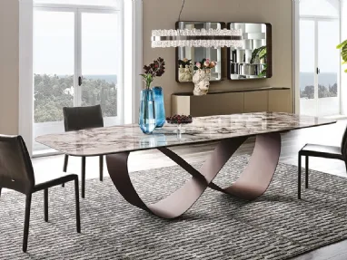 Tavolo con piano in ceramica effetto marmo Butterfly Keramik di Cattelan Italia