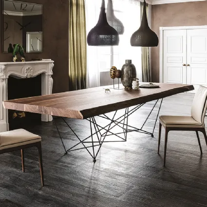 Tavolo con piano in legno di noce massello con bordi irregolari Gordon Deep Wood di Cattelan Italia