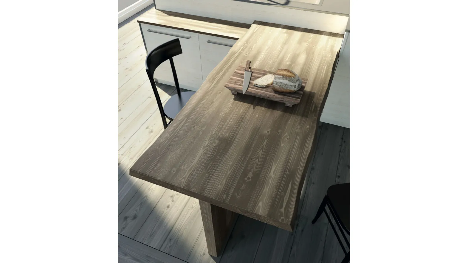 Tavolo per penisole in legno con bordo irregolare Art 824 di Fratelli Mirandola