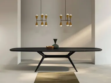 Tavolo a botte Glamour in legno sagomato di rovere di Fratelli Mirandola