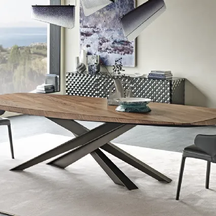 Tavolo rettangolare con piano in legno pregiato Lancer Wood di Cattelan Italia