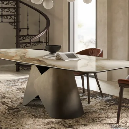 Tavolo in ceramica con base in metallo Scott Keramik di Cattelan Italia