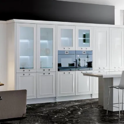 Cucina con isola Q.Elizabeth 01 in laccato lucido bianco di Spagnol Cucine