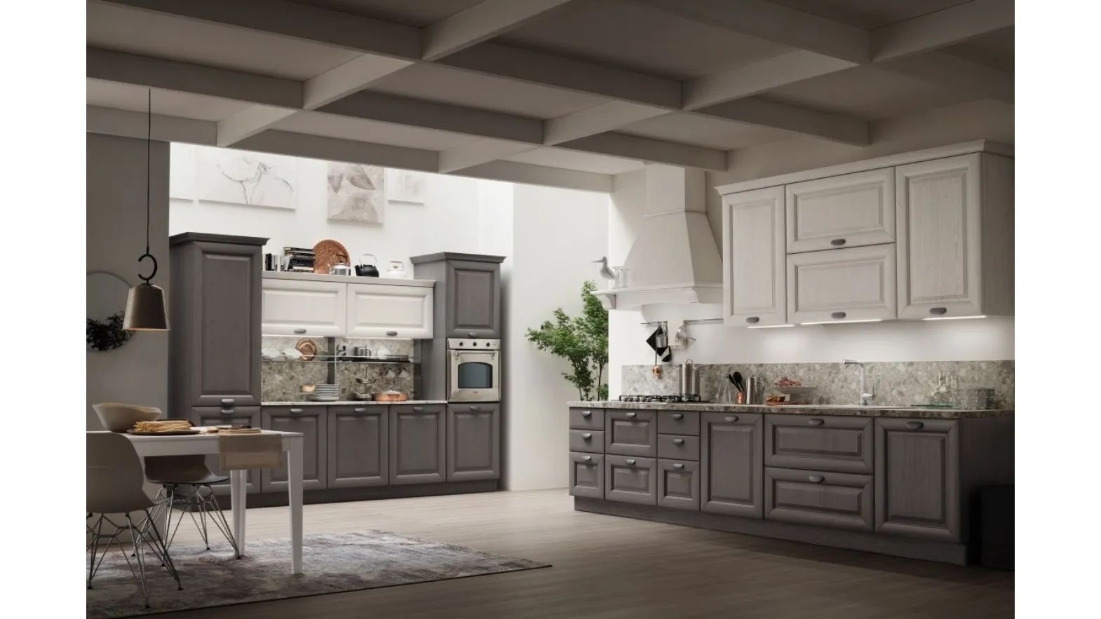 Cucina Classica lineare Lola in Grigio Antracite e Bianco Gesso di Arrex