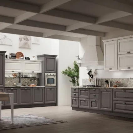 Cucina Classica lineare Lola in Grigio Antracite e Bianco Gesso di Arrex