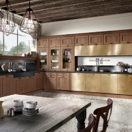 Cucina Classica angolare Louisiana 03 finitura rovere yuta e acciaio di Spagnol Cucine