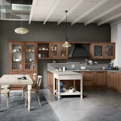 Cucina Classica con penisola Tabià 07 finitura rovere yuta di Spagnol Cucine