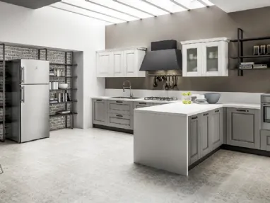 Cucina Classica angolare Nora in legno laccato Decapé Orione e Gesso di Arrex