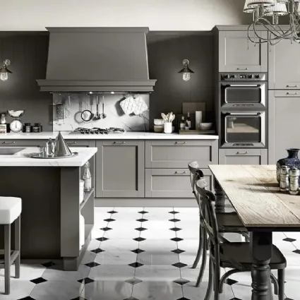 Cucina classica angolare in laccato opaco con top in HPL Laminato effetto marmo Old Asolo 10 di Spagnol Cucine