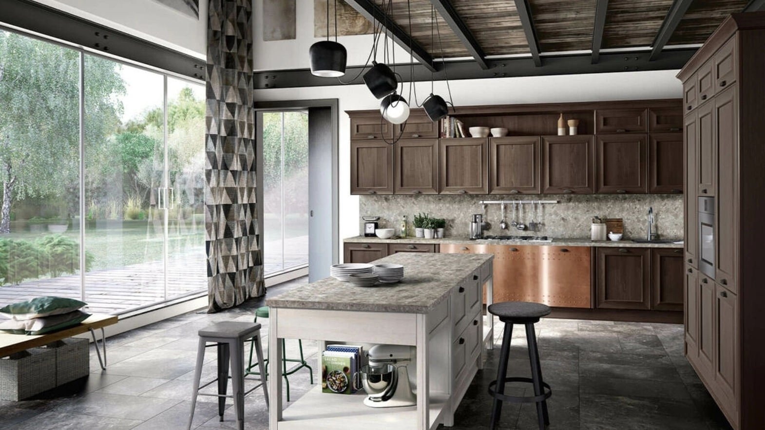 Cucina Classica ad angolo con isola Louisiana 04 di Spagnol Cucine