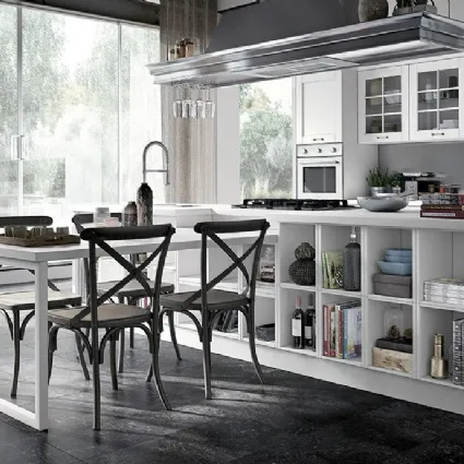 Cucina Classica con penisola in laccato opaco bianco con top in Fenix bianco Old Asolo 11 di Spagnol Cucine