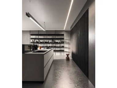 Cucina Design lineare in melaminico materico e termostrutturato con top in laminato HPL Ak Project 04 di Arrital