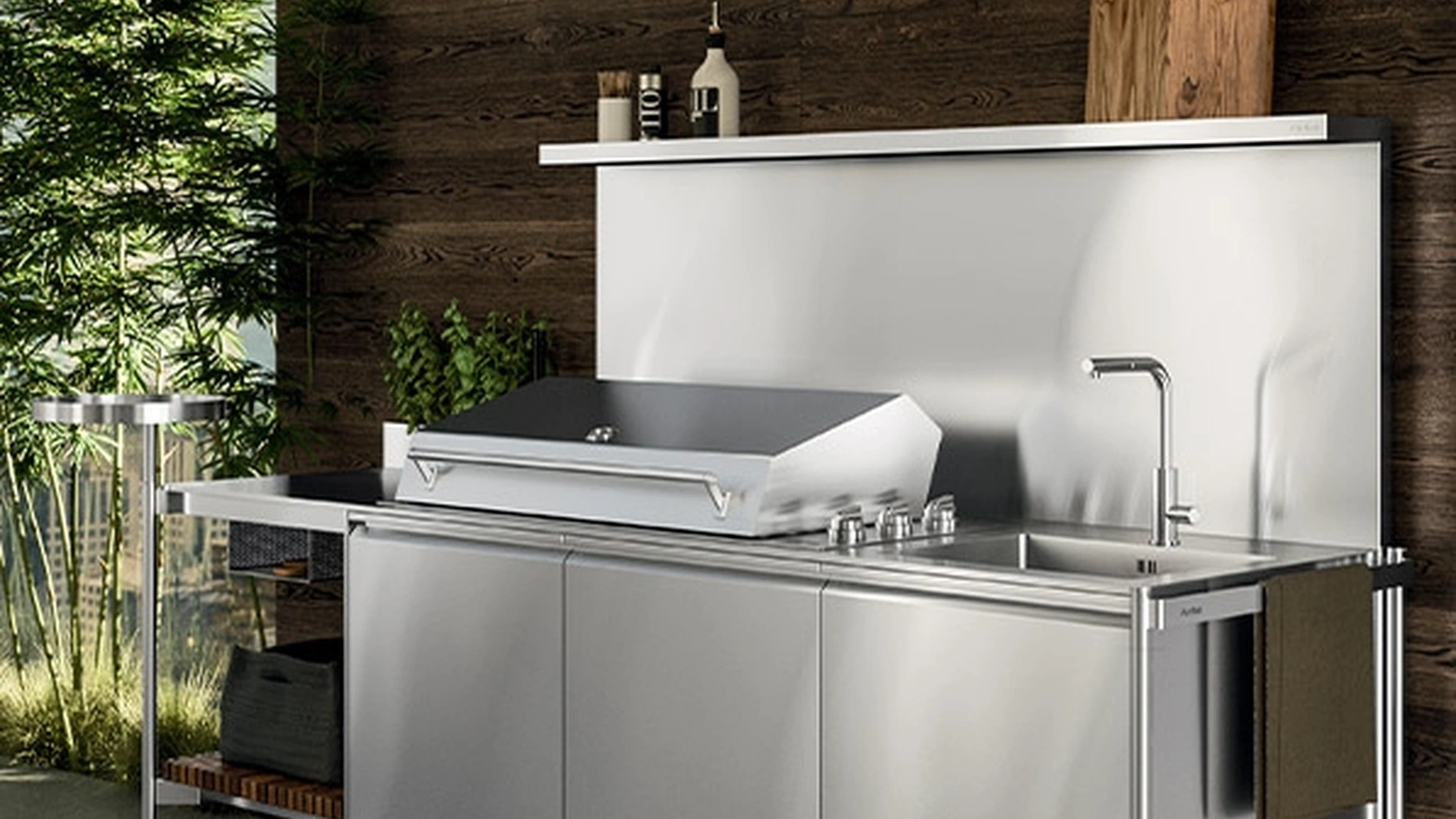 Cucina Design outdoor Solaria Lineare Monoblocco di Arrital