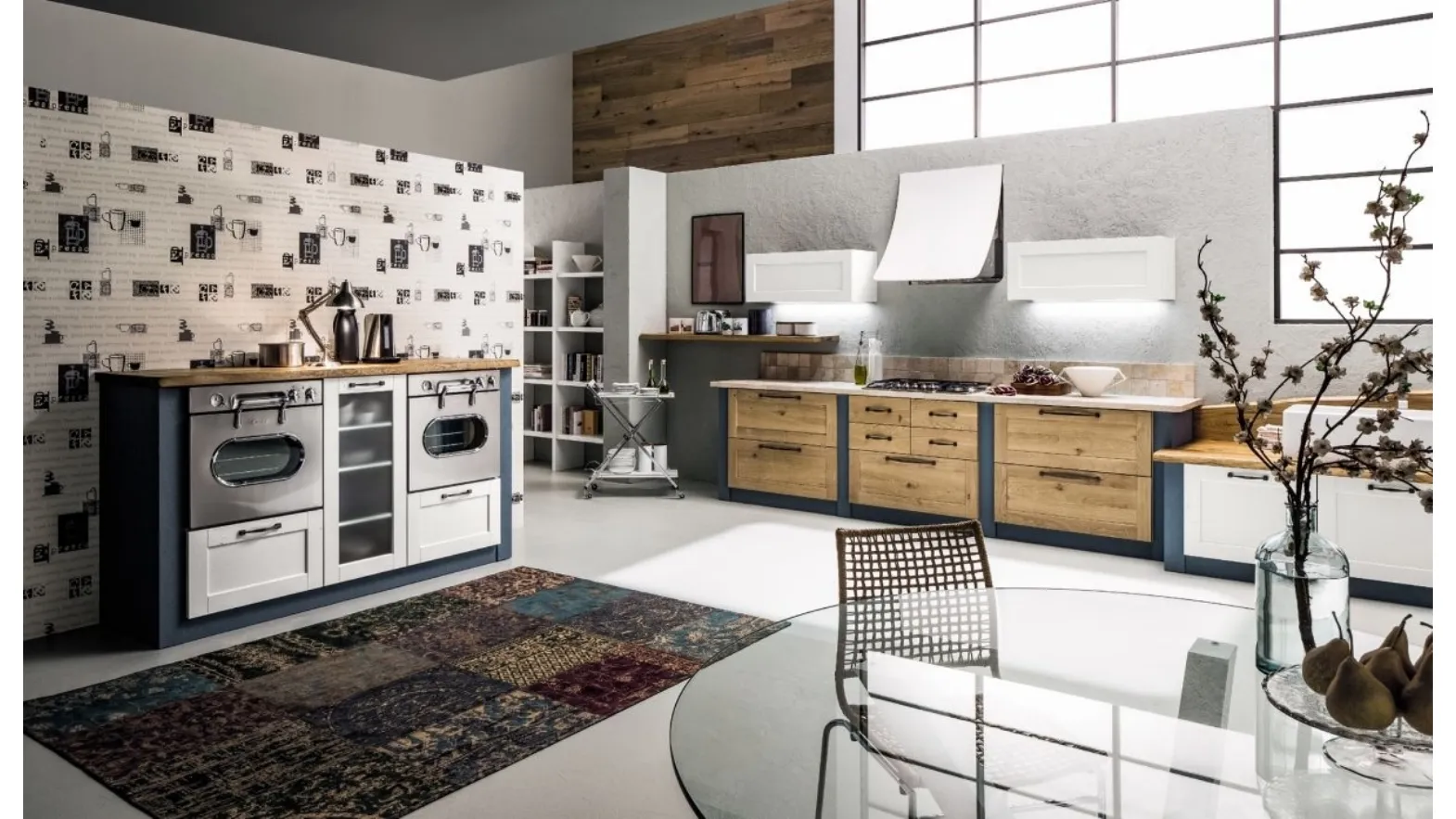 Cucina lineare in Muratura Curry in Rovere Naturale di Arrex