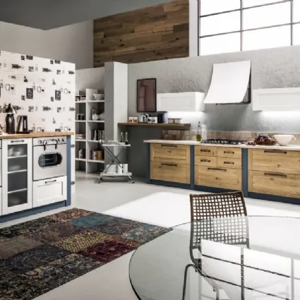 Cucina lineare in Muratura Curry in Rovere Naturale di Arrex