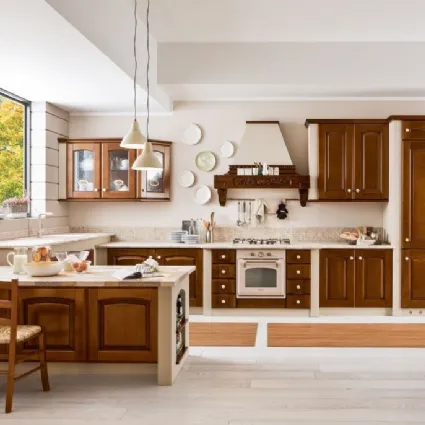 Cucina angolare in Muratura Magda in finitura Ciliegio di Arrex