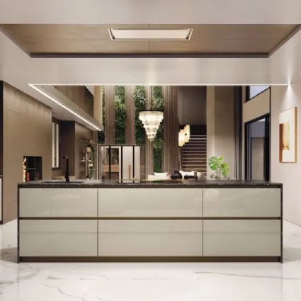 Cucina Moderne AL 32 Vetro lucido Juta e Noce Canaletto di Arrex