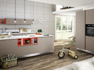 Cucina Moderna con isola e penisola in laccato opaco e top in Fenix bianco Baltimora 02 di Spagnol Cucine