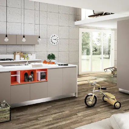 Cucina Moderna con isola e penisola in laccato opaco e top in Fenix bianco Baltimora 02 di Spagnol Cucine