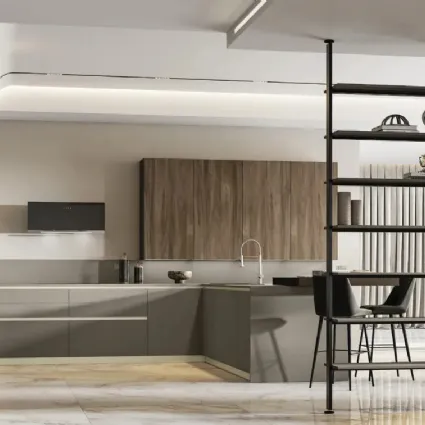 Cucina Moderna con penisola Loft 2|2 09 in Fenix e Noce di Arrex